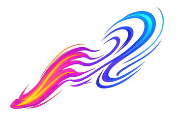Colorful Neon Energy Trail PNG – Abstract Glowing Rainbow Stream with Flowing Motion in Flat Futuristic Style on Transparent Background