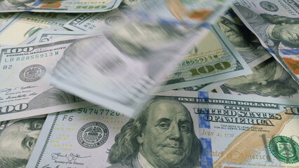 Wealthy Abundance A Large Pile of Hundred Dollar Bills Stacked Up Neatly and Abundantly