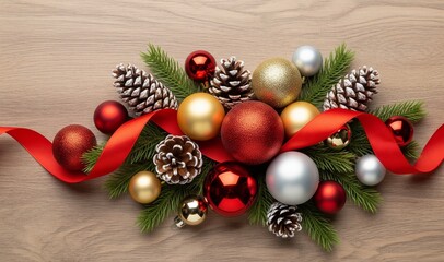christmas decoration on wooden background