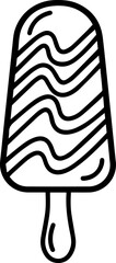 Ice Cream Bar with Drizzle Vector Icon – Black and White Frozen Treat