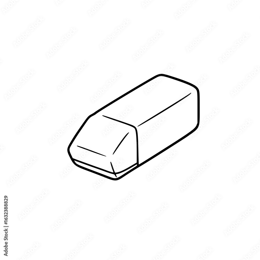 Poster simple rubber eraser in minimalistic design. simple line sketch in minimalist style