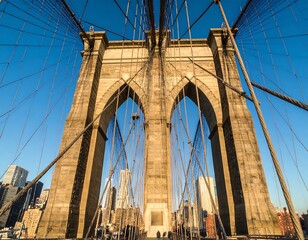 Naklejka premium Iconic bridge structure against a clear blue sky