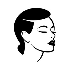 Elegant minimalist portrait of a woman's face, perfect for beauty, fashion, or lifestyle themed designs requiring a sophisticated artistic touch.