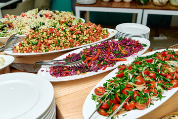 A Colorful Display of Fresh Salads and Vegetables Perfect for Healthy Dining and Celebrations at Parties and Gatherings