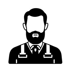 Distinctive bearded man silhouette, an avatar graphic suitable for professional branding and logo design with a modern, clean aesthetic