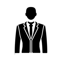 Elegant person symbol in a suit and tie design element for business cards, logos, corporate communications or a professional profile.