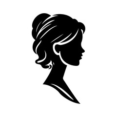 Elegant woman profile silhouette design is perfect for beauty salon logo, hair stylist branding or cosmetic brand artwork.