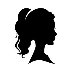 Woman's silhouette with elegant hairstyle presents a stylish graphic suitable for beauty branding, fashion design, and upscale marketing.