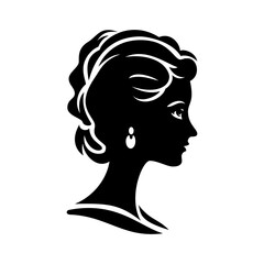 Elegant woman profile silhouette, a classic design element, ideal for fashion branding, beauty logos, or sophisticated graphic projects.