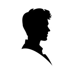 Silhouette portrait of a young man with fashionable hairstyle, an element ideal for profile icons, logos, and creative designs.