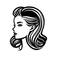 Beautiful woman portrait in a minimalist, elegant style, ideal for fashion projects, cosmetic brand designs, and beauty salon logos.