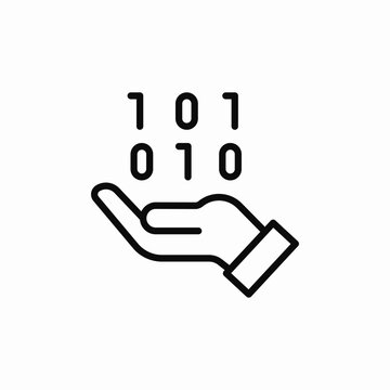 binary code in hand icon sign vector