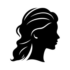 Graceful woman's silhouette with flowing hair, a simple yet elegant graphic ideal for beauty brand logos or fashion-related designs.