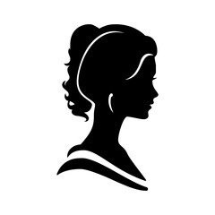 Elegant woman silhouette profile displays a classic hairstyle suitable for logos, fashion, and beauty designs emphasizing femininity.
