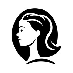 Silhouette of a graceful woman with flowing hair, perfect for beauty, fashion, or cosmetic brand designs with an elegant touch.