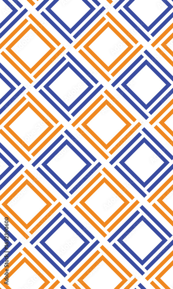 Poster background pattern seamless square diamond orange and blue color. abstract texture vector
