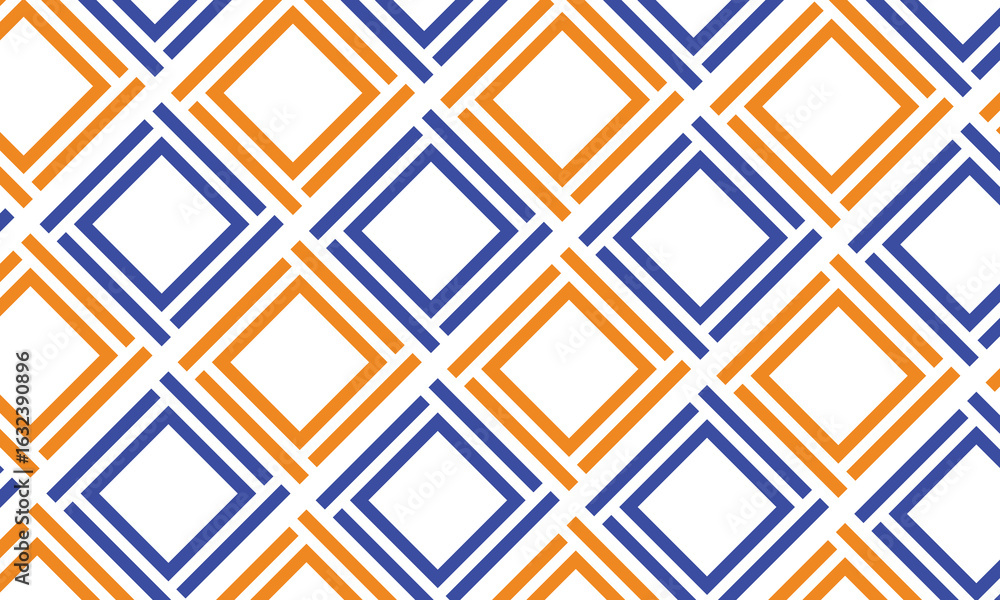 Poster background pattern seamless square diamond orange and blue color. abstract texture vector