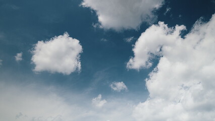 Time lapse. A Beautiful and Cloudy Sky Above the Bright Blue Background Creates a Stunning Atmosphere