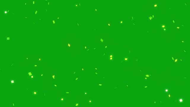 Golden glowing confetti falling animation with green screen overlay template