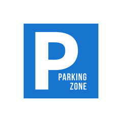 Parking vector icon with P symbol in blue
