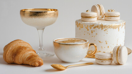 Elegant Gold White Dessert Spread