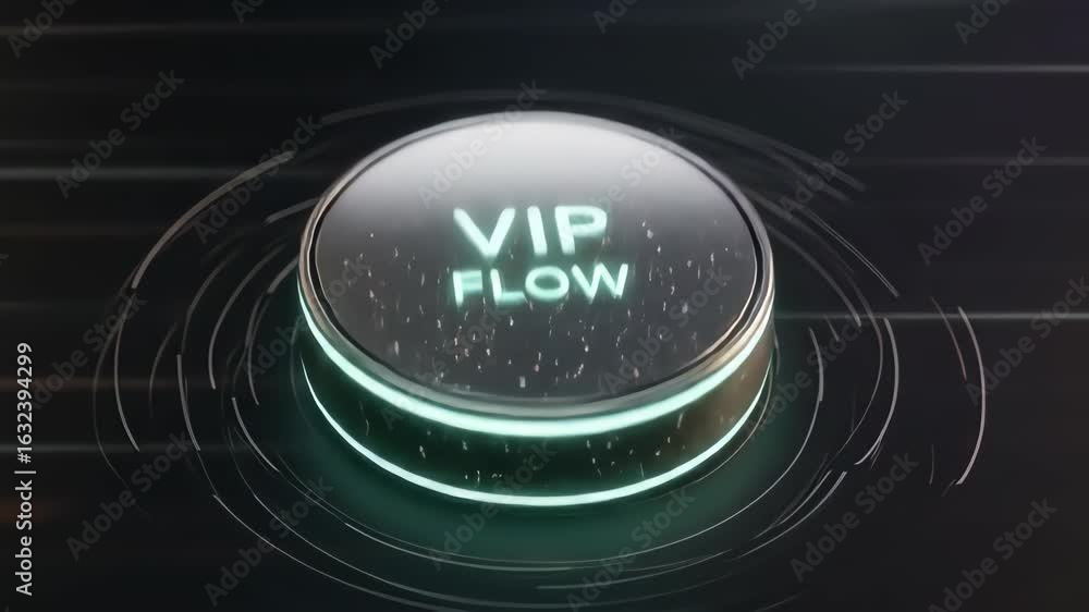 Poster a futuristic button with the inscription vip flow, representing a modern user interface element for 