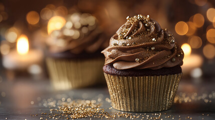 Chocolate Gold Glitter Cupcakes