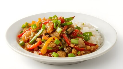 Healthy Stir Fry with Vegetables and Rice – Quick Asian Meal on White
