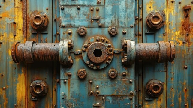 Rusty Industrial Panel: A Symphony of Metal and Time - Powered by Adobe