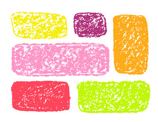 Collection of colorful textured abstract shapes. Hand-drawn organic elements in crayon style. Perfect for modern design, social media, branding, and creative layouts.