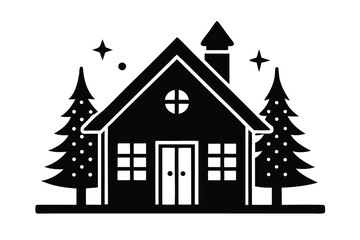 christmas village house vector icon