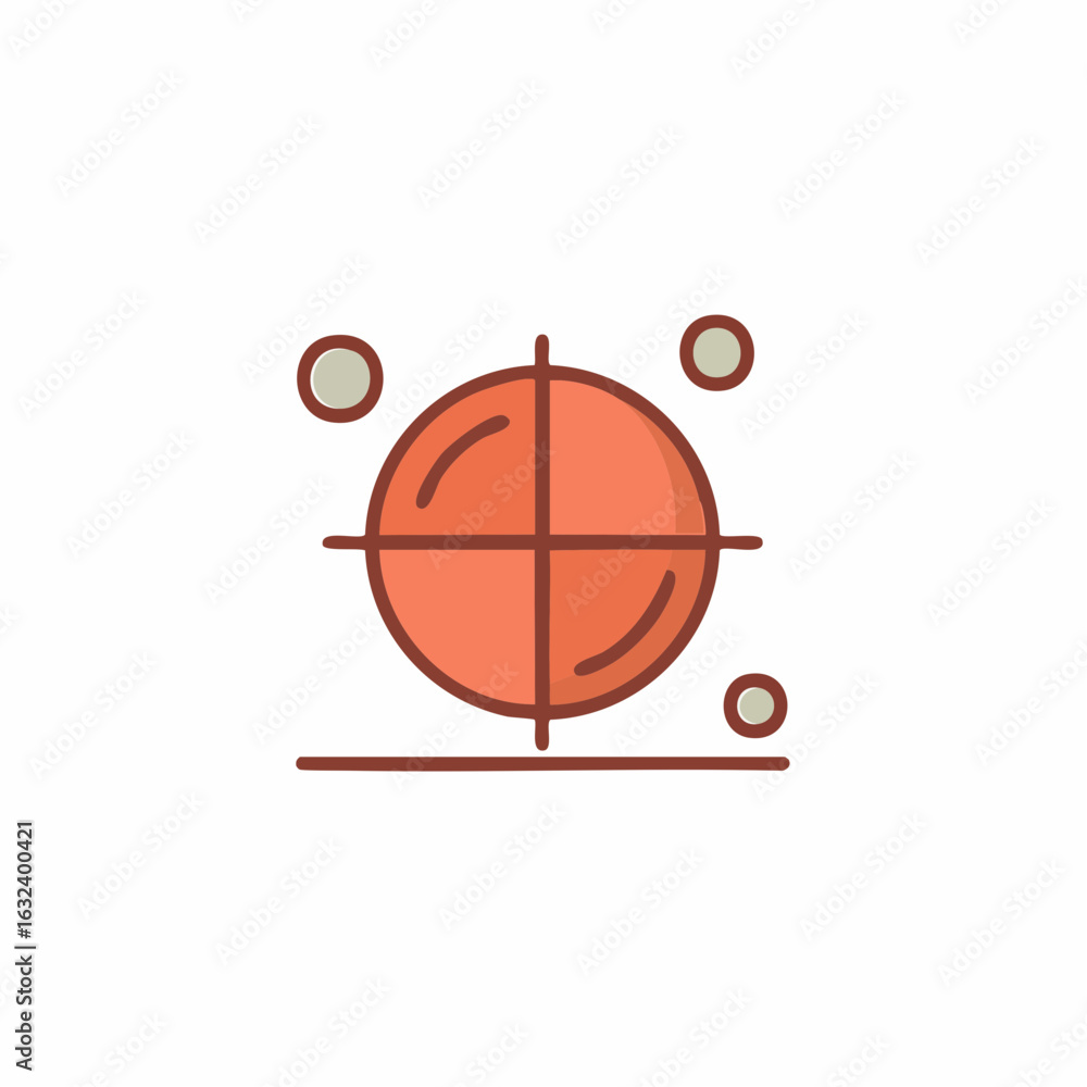 Poster graphical orange sphere with a coordinate system and accompanying circles.