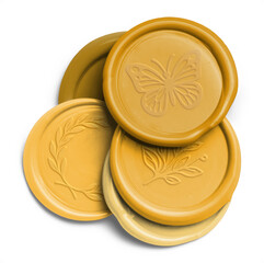 Golden Pile of Wax Seals with Design