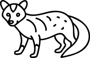 african civet line arts with white background