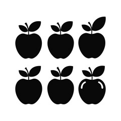 various apple silhouettes vector
