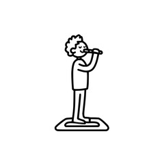 Fototapeta premium A hand throwing a die with dots representing numbers in a simple black and white line drawing style art