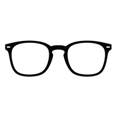 Fototapeta premium Black Silhouette of Eyeglasses on White Background