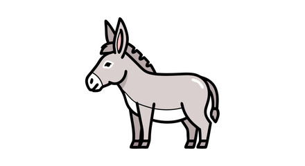 Obraz premium Stylized depiction of a donkey character in light gray, presented as a digital illustration for children's resources and animation projects