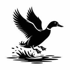 black silhouette of a duck