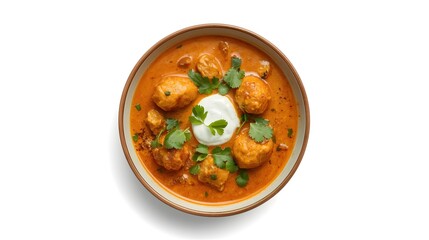 Authentic Indian Chicken Curry &ndash; Traditional Spicy Dish Isolated on White