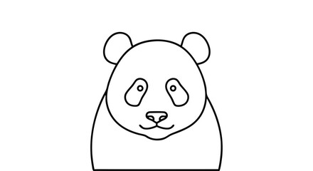 Minimalist Panda Portrait: Stylized Outline of a Bear's Face for Children's Illustration, Decoration or Coloring Book Material