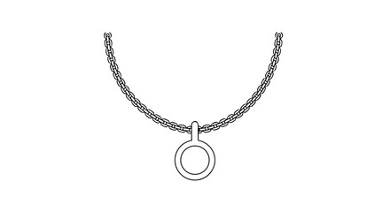 Fototapeta premium Elegant Outline: Minimalist Circle Pendant Necklace on a Delicate Chain Rendering Sophistication