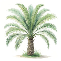 Watercolor Cycas revoluta palm with vibrant background isolated on a transparent background