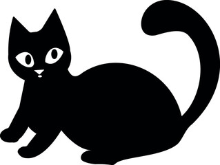 Black Cat Silhouette Vector Isolated on White Background