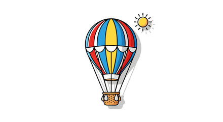 Fototapeta premium Colorful Hot Air Balloon Illustration with Sunshine in a Cartoon Style Design for Prints and Media Productions