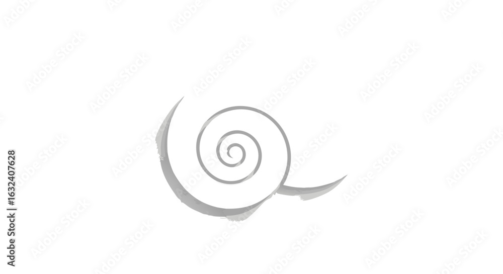 Aufkleber monochrome spiraling seashell design with soft shadows on white background