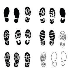 Footprint and shoe sole pattern icons shoe print tread