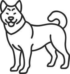 akita shepherd line arts with white background