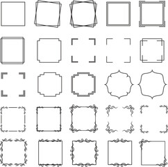 Set of Decorative Square Border Frame Outline