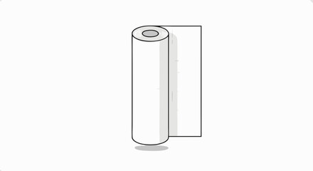 Roll of white paper with clean design presenting materials and blank canvas for creativity and various use cases with seamless background
